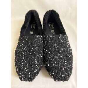 TOMS Black Speckled Fur Shoes Loafers 9.5 W Alpargata